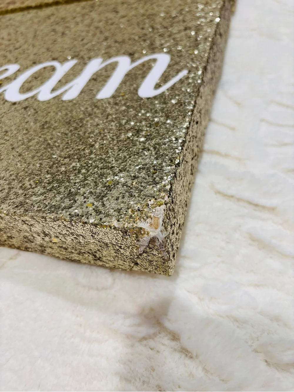 Love/Dream Glitter Wall Art Set Gold Glam Sparkle Decor 2-Piece